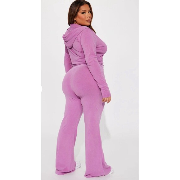 Fashion Nova Vintage Wash Pant Set Orchid Pink Women’s 2X Plus Lounge Tracksuit - Picture 3 of 4